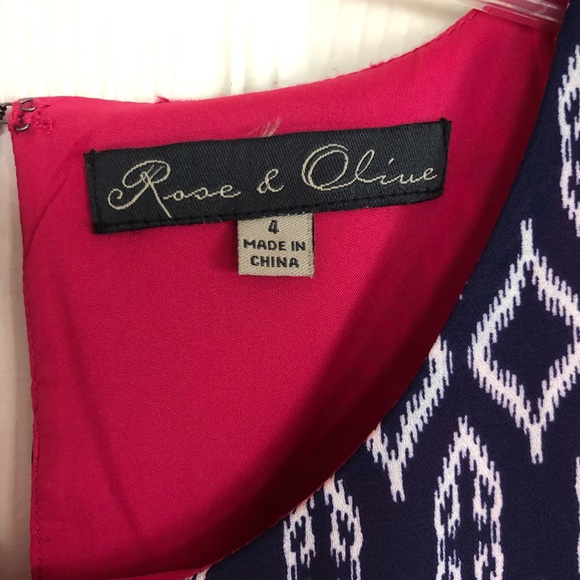Women’s pink/navy patterned sundress Size 4 - Picture 3 of 7